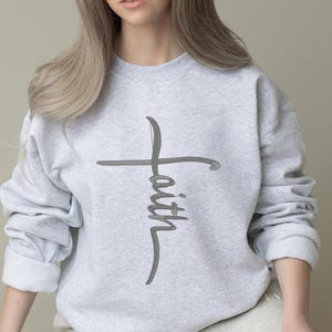 Embroidered faith unisex sweatshirt gift,bible verse spiritual crewneck sweatshirt hoody, christian scripture inspirational gift for him her