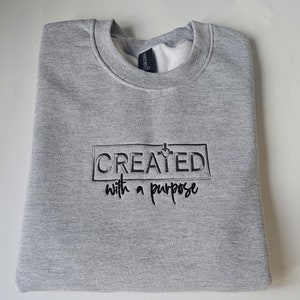 Christian embroidered inspirational crewneck sweatshirt,gift for christian, motivational cross sweatshirt, sleeve embroidered sweatshirt