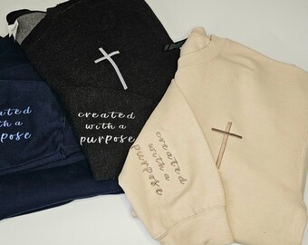 Embroidered Faith unisex sweatshirt,Christian sleeve embroidered sweatshirt,motivational bible verse crewneck sweater,Gift for christians