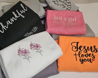 CLEARANCE SALE one size embroidered unisex bible verse sweatshirt,Christian faith crewneck sweater,scripture sweatshirt gift for him her