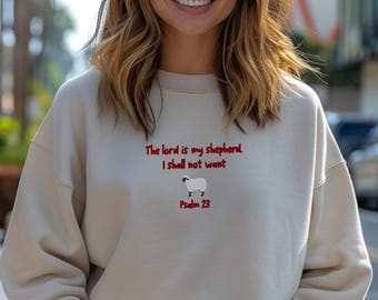 The Lord is My Shepherd Hoodie | Embroidered Psalm 23 Sweatshirt | Christian Scripture Hoodie with Sheep | Unisex Bible Verse Faith Gift