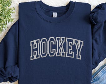 Embroidered Hockey Sweatshirt|Figure Skating Field Hockey Hoodie |Hockey lover Sport team Crewneck|Ice hockey Game team gift for him her