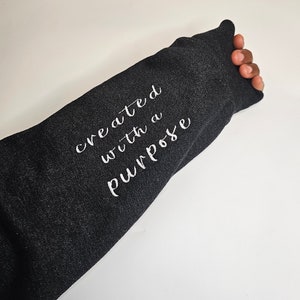Christian embroidered inspirational crewneck sweatshirt,gift for christian, motivational cross sweatshirt, sleeve embroidered sweatshirt