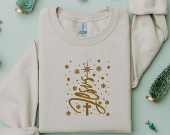 Embroidered Jesus sweatshirt|Christian Faith Festive hoody|Cross holiday gift for him or her| Christmas church pullover