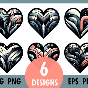Heart SVG Files for Cricut | Futuristic Digital Design | Heart Clipart Bundle | Multiple File Formats