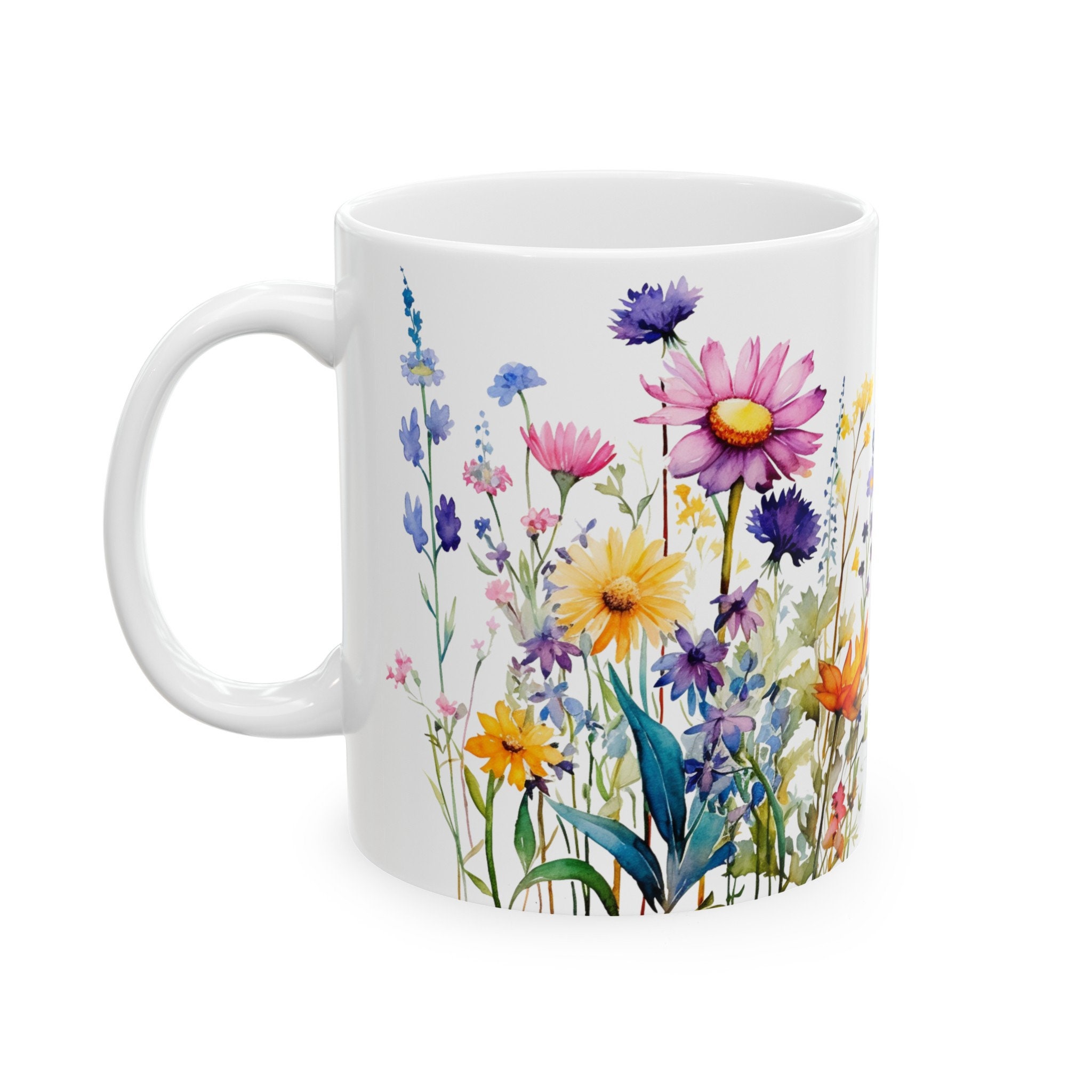 Boho Wildflowers Cottagecore Coffee Mug, Pressed Flowers Mug, Pastel ...
