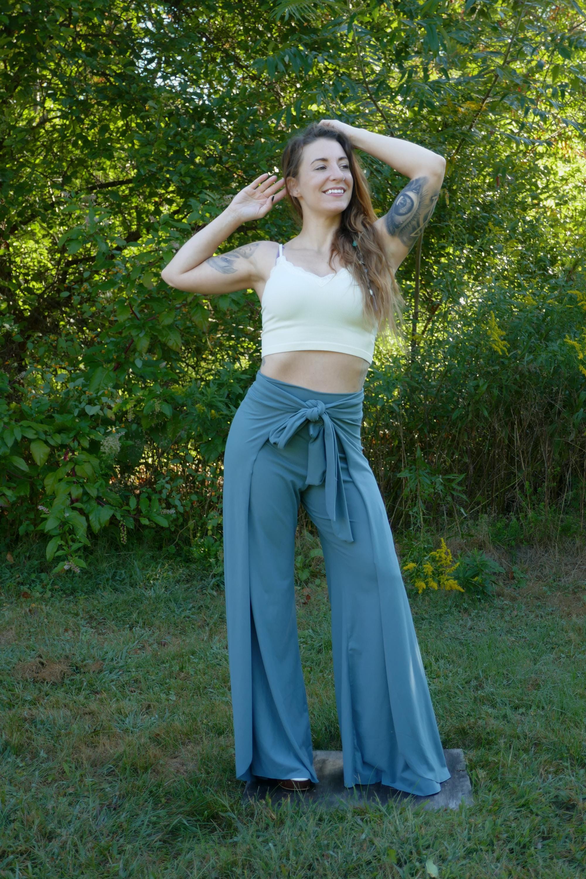 Pantalon-jupe Taille Haute Motif Thaïlandais - Taille Libre (27-36 Pouces) - Coton