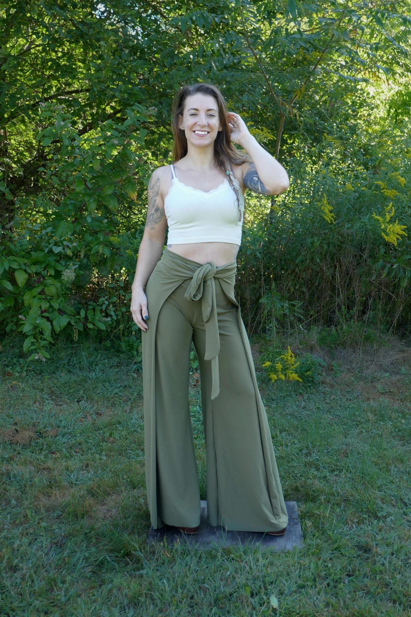 【COLOR iN ID】Collie Layered Wrap Pants Palazzo Wrap Pant, Wrap Around Pants, Boho Pants, Fall Pants