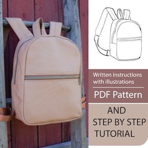 Mini Backpack Sewing Pattern, Simple Pattern Instructions, Step by step Video, Tutorial, Handmade, Written instructions, PDF Sewing Pattern