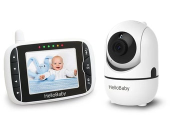 Babyfoon met externe pan-tilt-zoomcamera, 3,2 inch video-babyfoon HB65 met camera en audio, nachtzicht