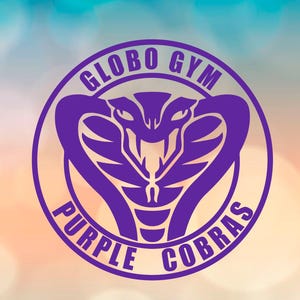 May include: A purple circular logo with the text "GLOBO GYM PURPLE COBRAS" encircling a cobra head design. Below the logo are file format abbreviations: SVG, PDF, PNG, STUDIO3, CDR, DXF, and EPS. The CTHULHU ART STUDIO logo is at the bottom.