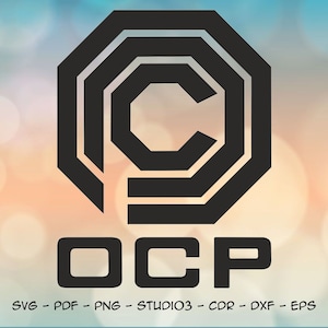Puede incluir: Logotipo en blanco y negro de una letra C estilizada con el texto "OCP" debajo. El logotipo está sobre un fondo borroso de rosa, naranja y azul. El texto "SVG - PDF - PNG - STUDIO3 - CDR - DXF - EPS" está debajo del logotipo. El texto "CTHULHU ART STUDIO" está debajo del texto.