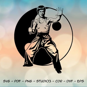 Bruce Lee para máquinas de corte, download digital instantâneo svg pdf dxf png eps studio3 cdr