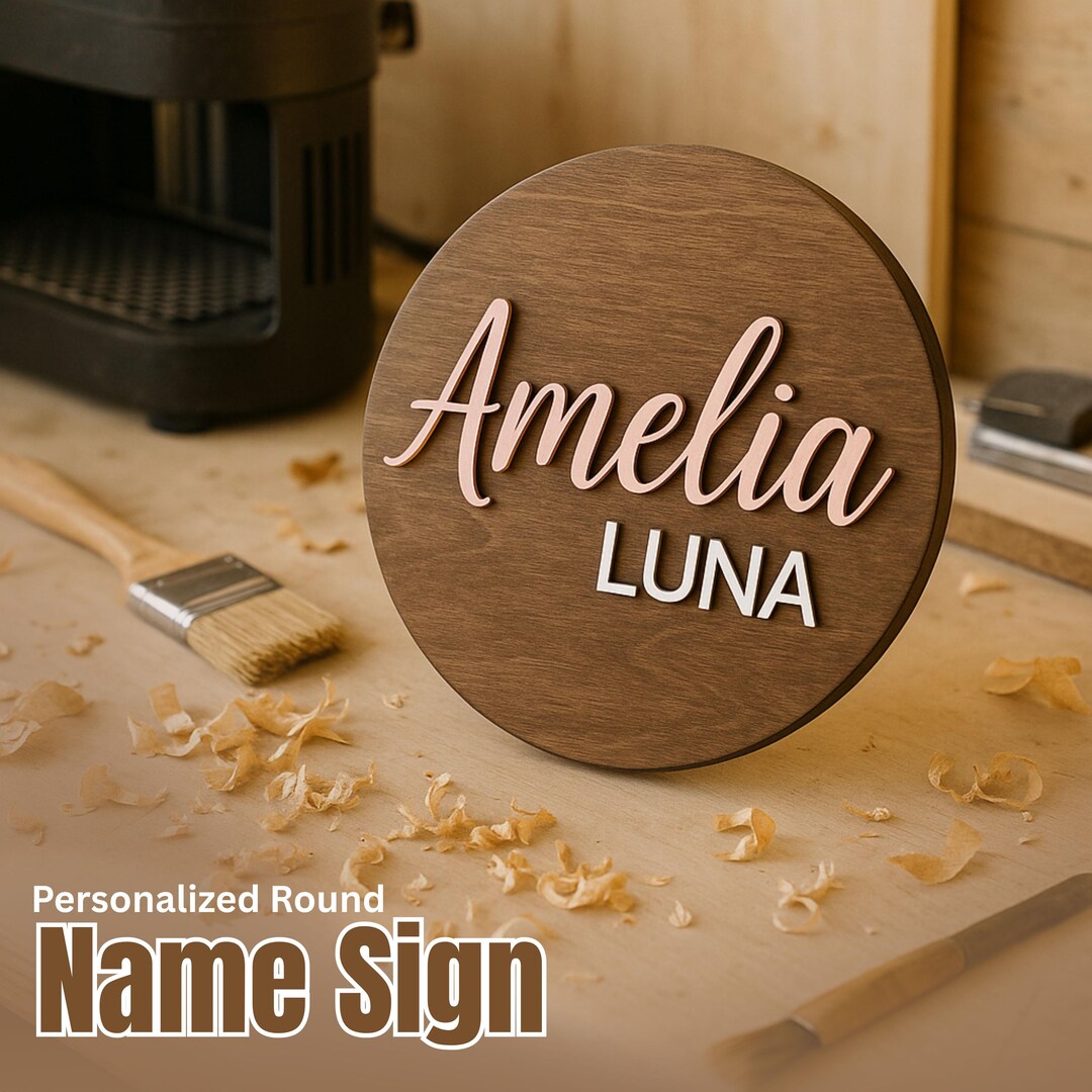 Personalized Round Wood Name Sign | Custom Wooden Wall Decor | Kids ...