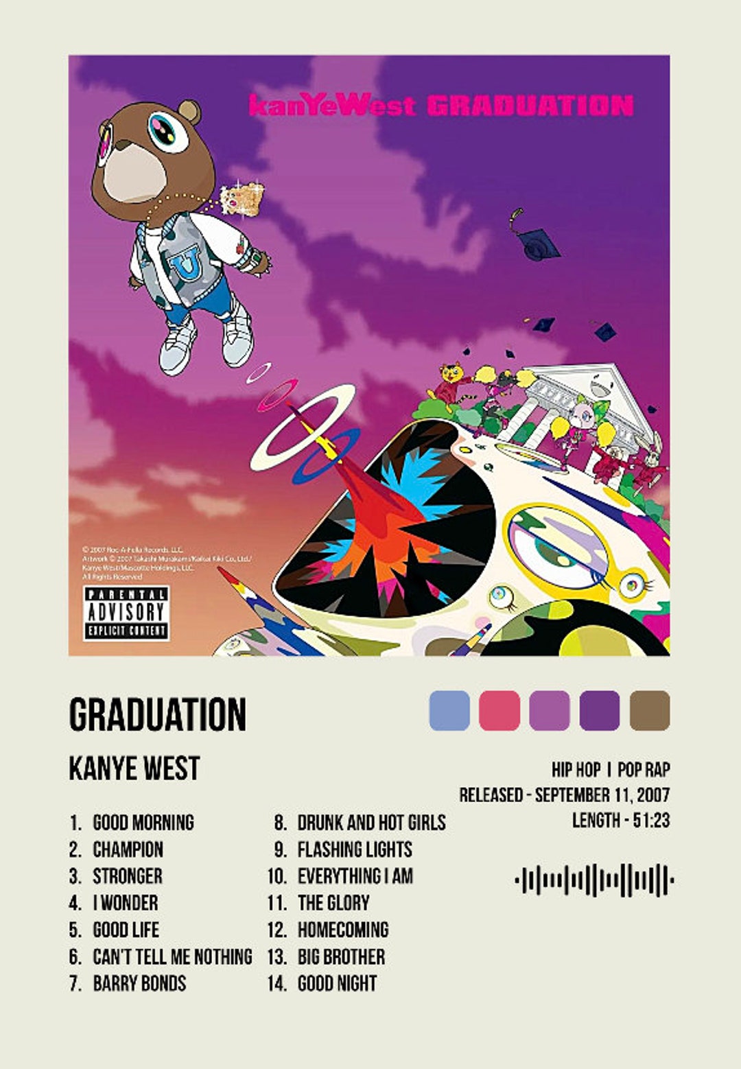 Kanye West Graduation Music Album Cover Etsy UK Kanye West Graduation Music Album Cover Etsy UK