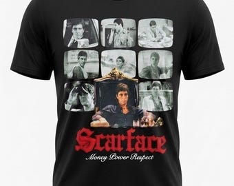 Camiseta gráfica Scarface REASON para hombre, talla M, negra, bordada / Tony Montana / PVP 39