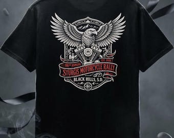 Camiseta con estampado de águila del Rally de Motos de Sturgis / Black Hills, Dakota del Sur