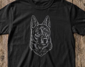 Camiseta de pastor alemán / Camiseta minimalista con dibujo de pastor alemán / Regalo para dueños de mascotas en el Día del Perro