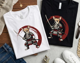 Camiseta de chihuahua samurái/chihuahua guerrero japonés