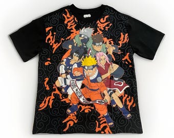 Camiseta gráfica de Naruto / Camiseta de anime del Equipo 7 / Camiseta de Kakashi, Sasuke y Sakura / Ropa urbana de manga japonés / Ropa ninja/shinobi de estilo vintage