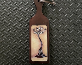 Farola parisina vintage, azulejo cerámico, placa de pared de madera / Decoración campestre francesa