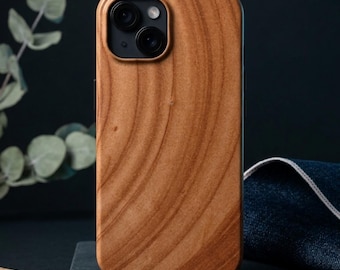 Funda para teléfono con diseño de remolino natural de vetas de madera / Gráfico de textura rústica, resistente