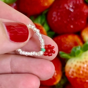 Strawberry Beaded Ring