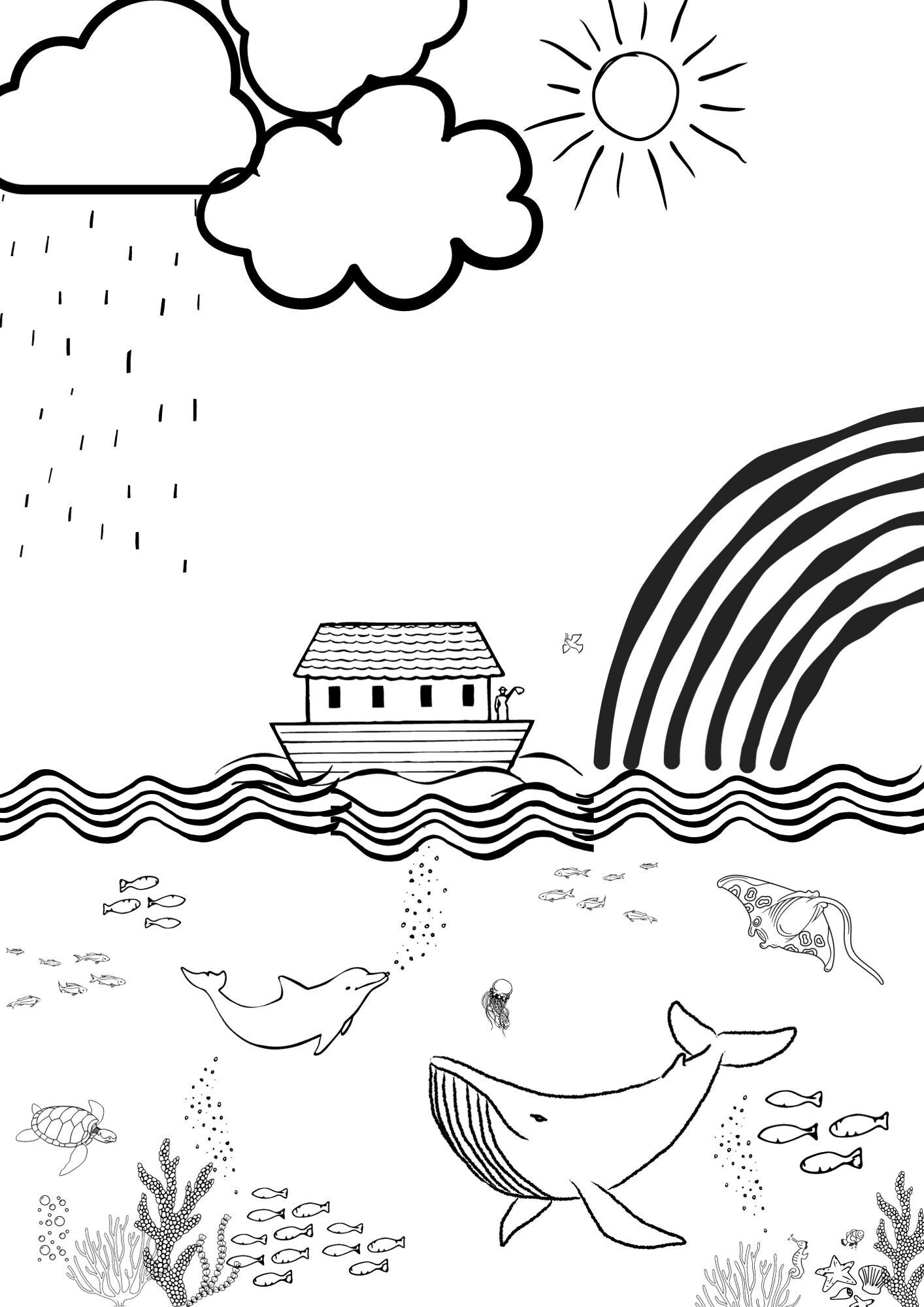 Noahs Ark Kids Bible Colouring In - Etsy