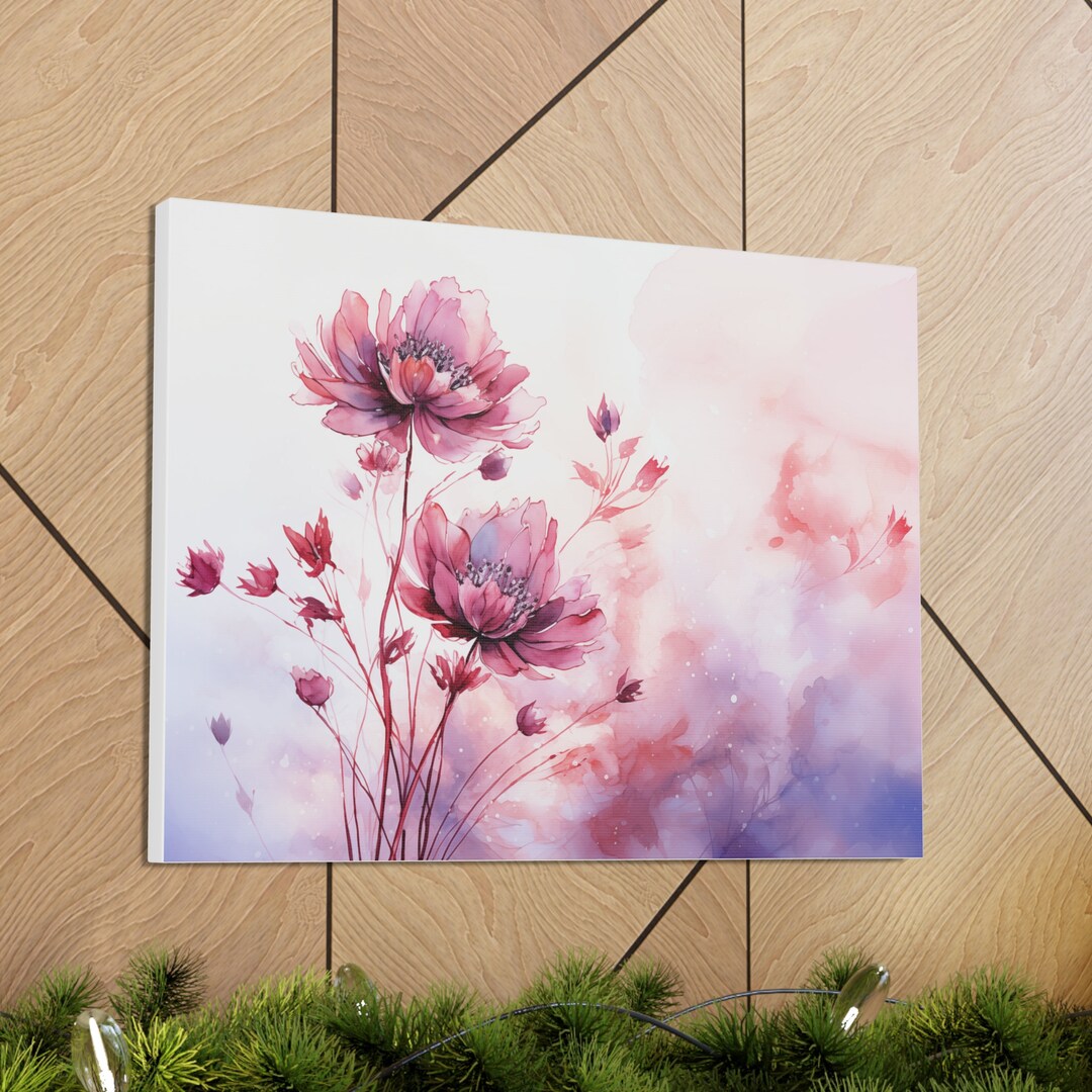 Floral, Wall Art, Watercolor, Painting, Canvas Print, Wall Decor, Home