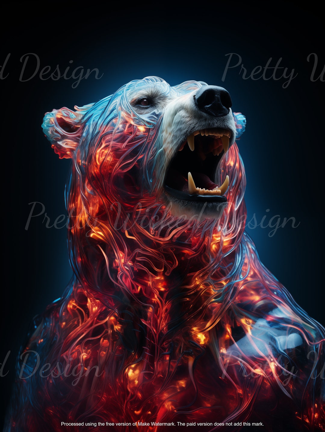Fire and Ice Bear Image, Printable Bear Image, Psychedelic Bear Art ...