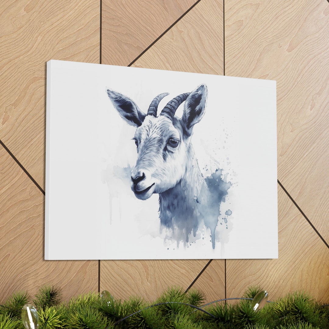 Farm Animal, Goat, Wall Art, Watercolor, Painting, Canvas Print, Wall