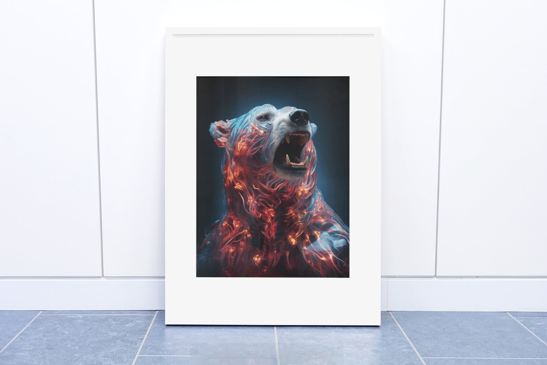 Fire and Ice Bear Image, Printable Bear Image, Psychedelic Bear Art ...