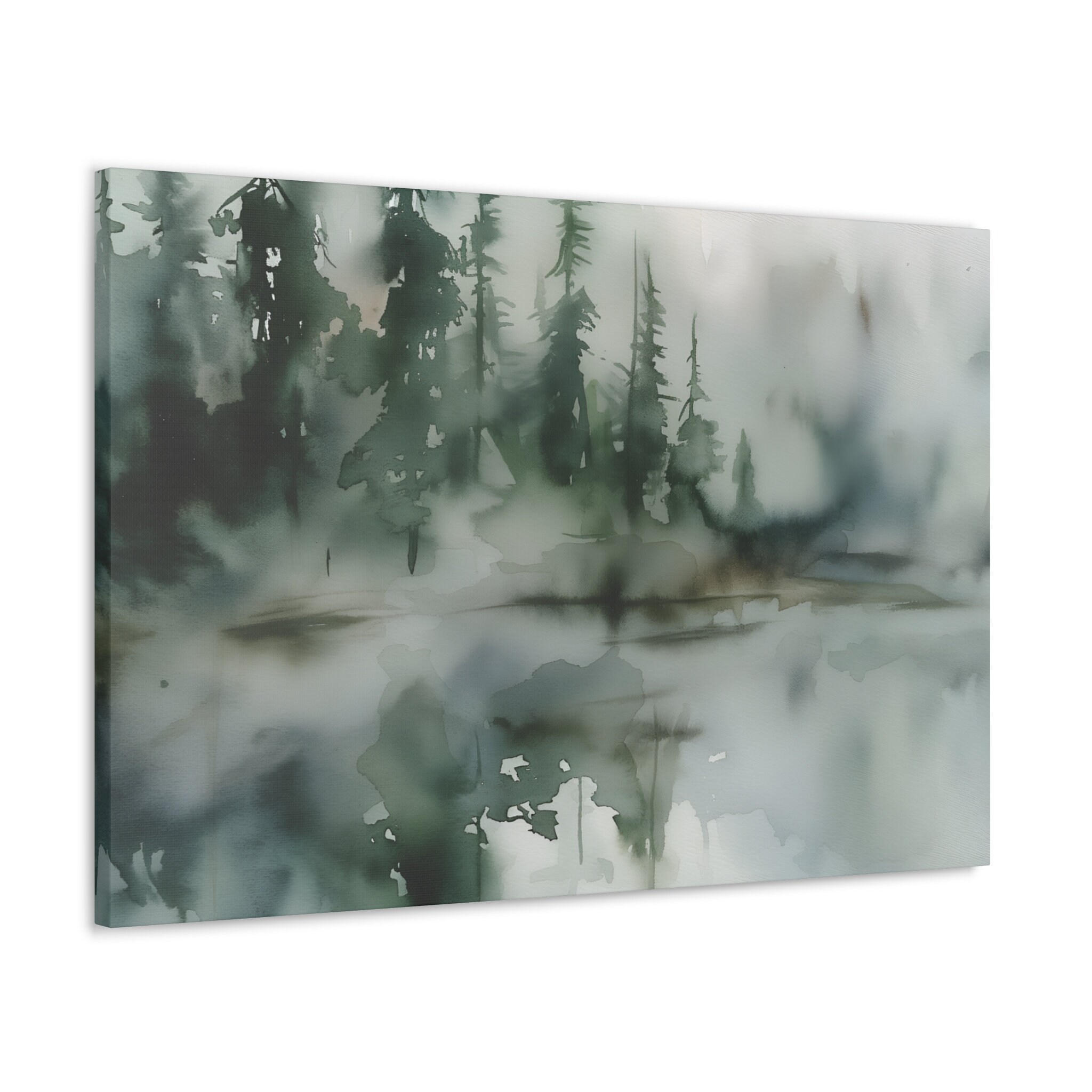 Forest Fog, Wall Art, Watercolor, Painting, Canvas Print, Wall Decor