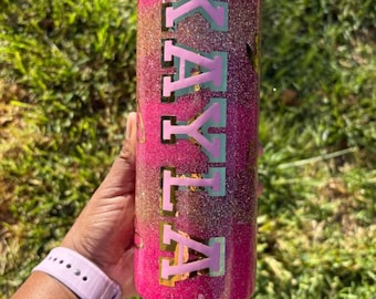 Custom Name Glitter Tumbler | Personalized Sparkle Cup | Handmade Bling Gift for Her