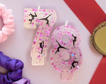 Vela de cumpleaños de gimnasia, adorno para tarta de gimnasta, decoración, velas con números, personalizada