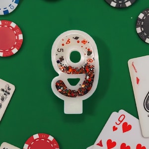 Verjaardagskaars poker, kaartspellen, gokken, cadeaus voor hem, gepersonaliseerde taartdecoraties