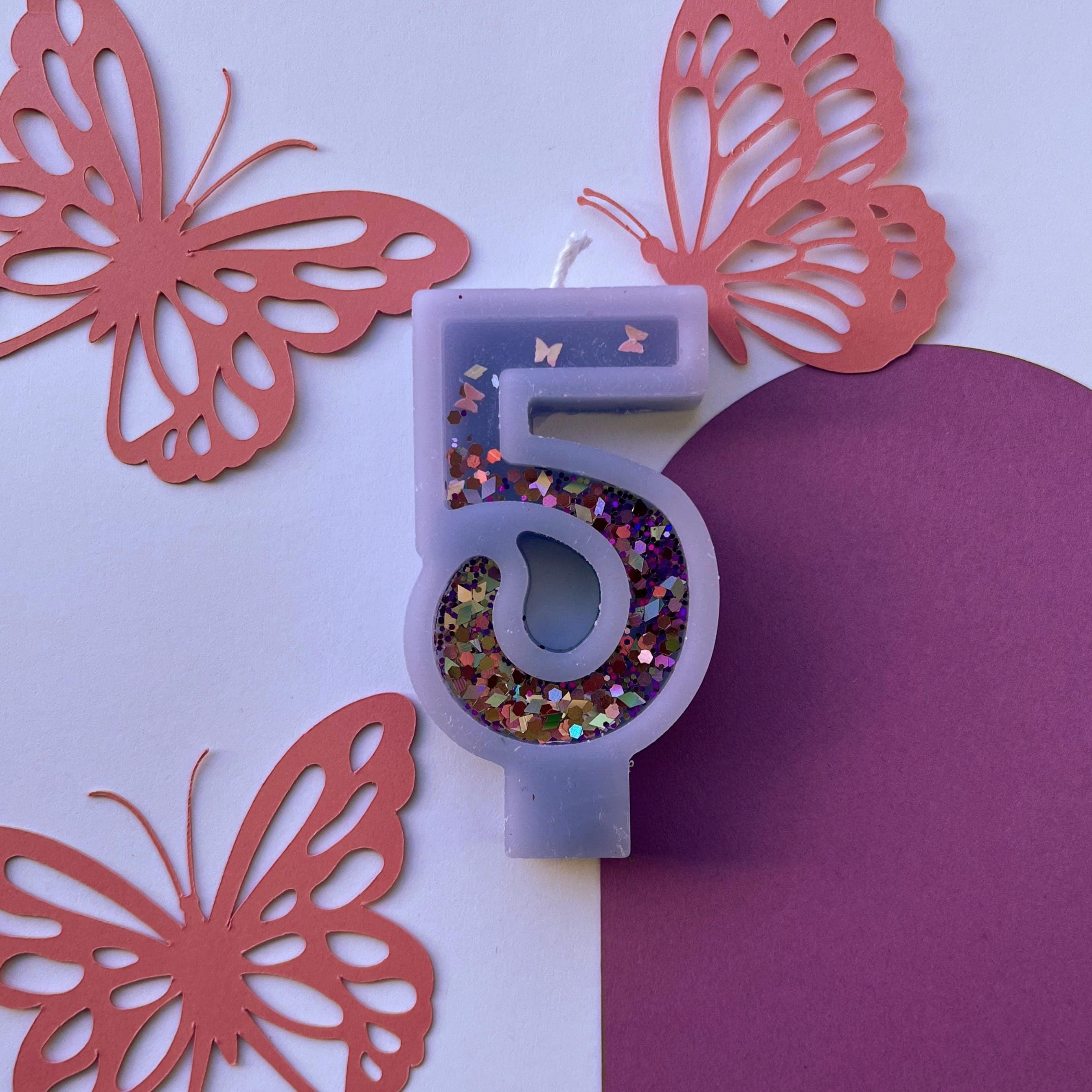 Adorno de mariposa para tarta de cumpleaños, vela con número, decoración para fiesta en un jardín de hadas encantado