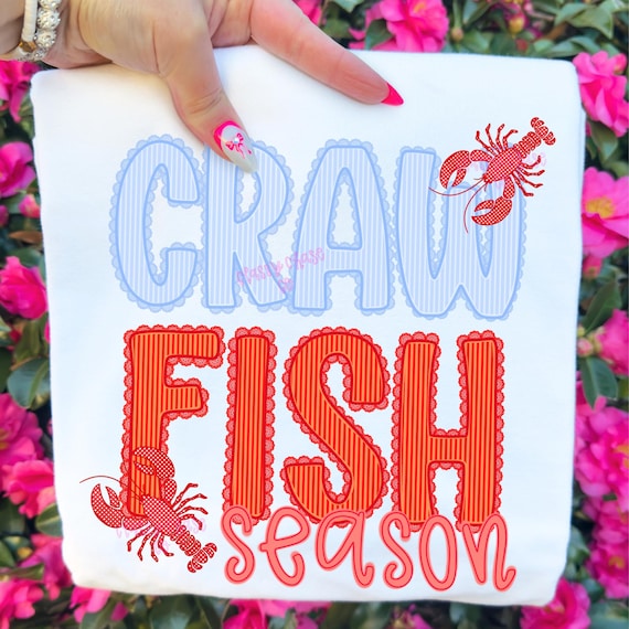 Crawfish Season Png, Preppy Coquette Crawfish Shirt Png, Blue and Red Seersucker Girly Crawfish Png, Seafood Boil Shirt Png