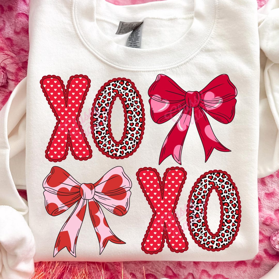 Valentine's Day Coquette PNG, XOXO Pink Leopard Bow Sublimation Design ...