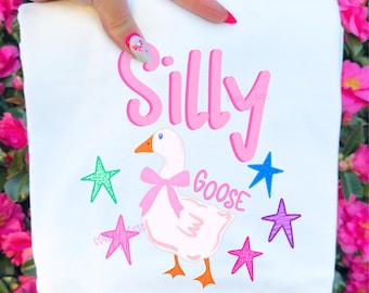 Silly Goose Bow Png, Preppy Coquette Goose Png, Dilly Dally Png, Girly Goose Shirt Png, Boutique Duck Png, Doodle Style Png