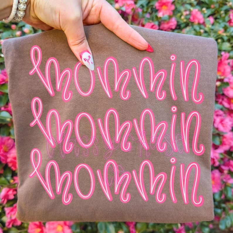 Mommin PNG, Retro Mama PNG, Pink Blue Polka Dot Sublimation Design ...