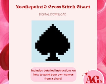 Spade Mini 1.5"x1.5" Needlepoint Chart, Grand Millennial Needlepoint Chart