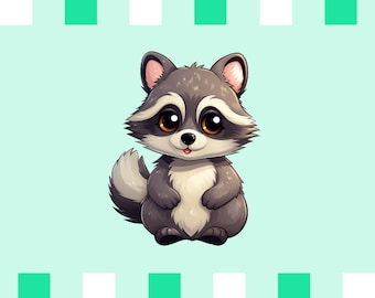 126 Racoon, Waterproof sticker, Vinyl stickers, Water bottle sticker, Laptop sticker, Phone cover sticker, Gift for her, Animal sticker