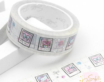 Endless love, hand painted polaroids washi planner tape, cute journaling japanese washi planning tape, hand drawn, gifts for her stationery