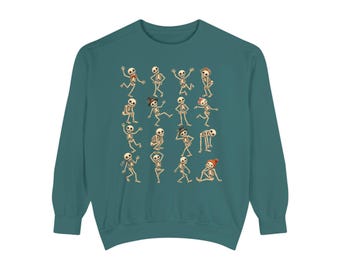Sudadera de cuello redondo con esqueleto para otoño