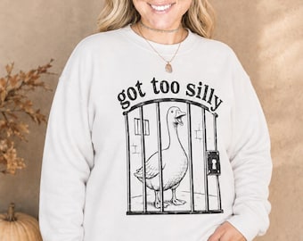 Sudadera de ganso demasiado tonta / Ganso ilustrado tras las rejas