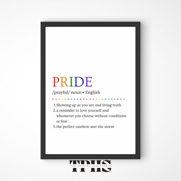 Pride definition print, LGBTQ gift, Coming out gift, Pride office decor, LGBT pride wall art, Pride art, Digital download
