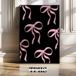 Black pink room decor trendy coquette wall art pink and black poster wall art  pink ribbon pink black poster black pink wall art dorm print