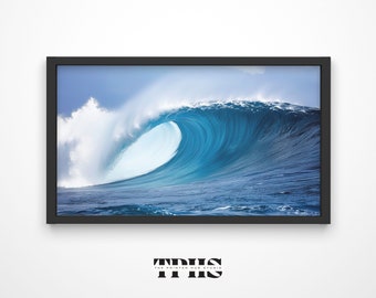 Ocean Wall Frame TV Art, Seascape Digital TV Art for Home Decor, Cool tone wall art, theprintedhubstudio TV#003