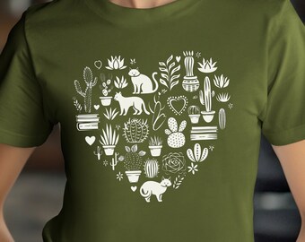Cats and Plants T-Shirt, Plant Lady Shirt, Cat Lover Gift